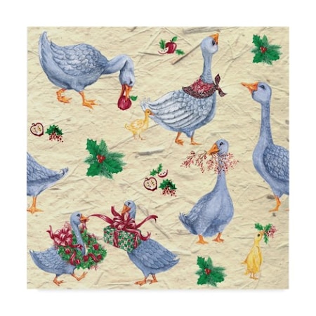 Sher Sester 'Christmas Geese Repeat Cream' Canvas Art,24x24